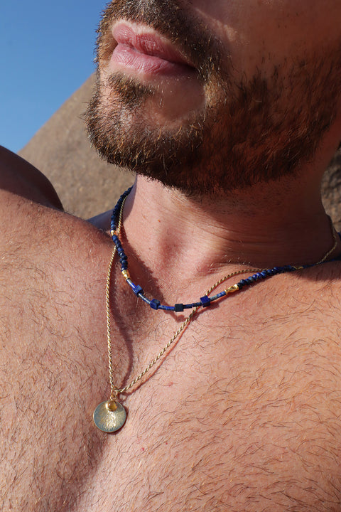 Colar Luxor de Lápis Lazúli Ouro 18K