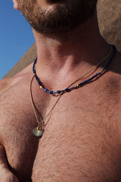 Colar Luxor de Lápis Lazúli Ouro 18K
